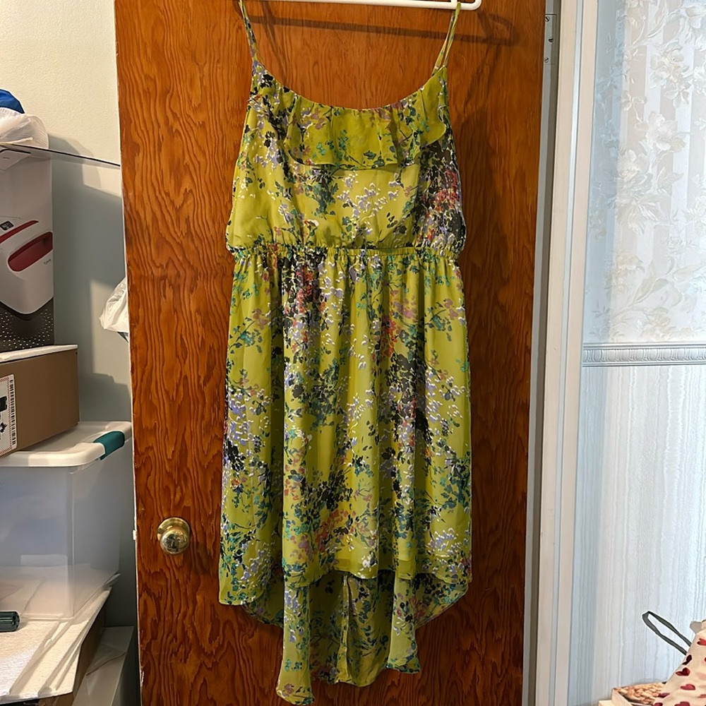 Vintage Forever 21 High Low Green Floral Dress 2x